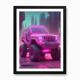 Pink Jeep 1 Art Print