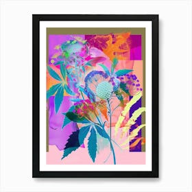 Queen Anne S Lace 3 Neon Flower Collage Art Print