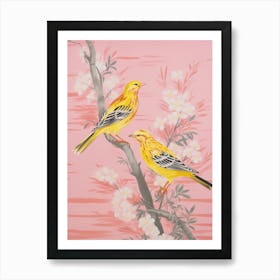 Vintage Japanese Inspired Bird Print Yellowhammer 2 Art Print