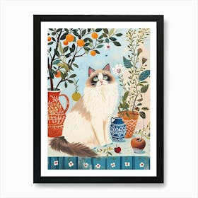 Ragdoll Cat Storybook Illustration 1 Art Print