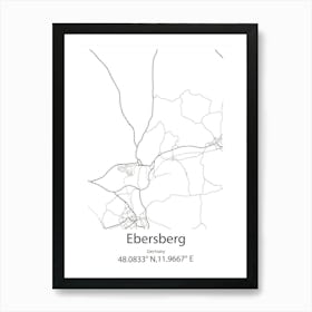 Ebersberg,Germany Minimalist Map Art Print