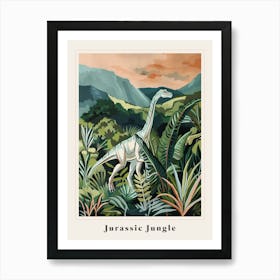 Dinosaur In The Leafy Foliage Painting Poster Art Print