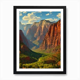 Zion National Park United States Of America Vintage Poster Art Print