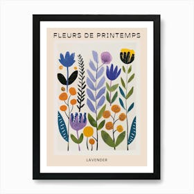 Spring Floral French Poster  Lavender 2 Art Print