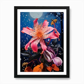 Surreal Florals Fuchsia 1 Flower Painting Art Print