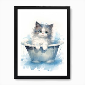 Ragdoll Cat In Bathtub Bathroom 2 Art Print