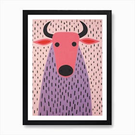 Pink Polka Dot Buffalo 3 Art Print