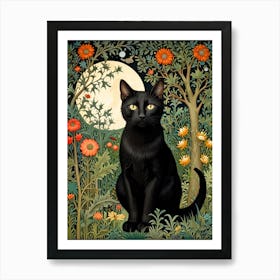 William Morris Black Cat In The Moonlight 1 Art Print