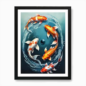 Koi Fish Yin Yang Painting (29) Art Print