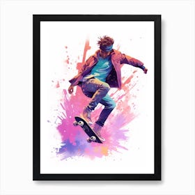 Skateboarding In Copenhagen, Denmark Gradient Illustration 1 Art Print