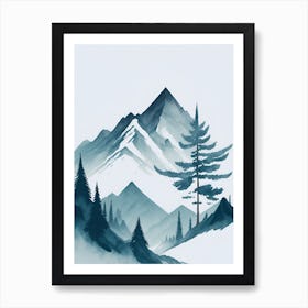 Mountain And Forest In Minimalist Watercolor Vertical Composition 178 Art Print