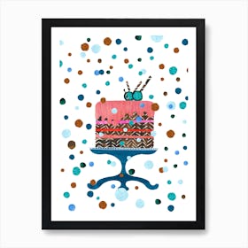 Blue Brown Cake Art Print