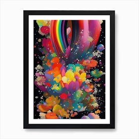 Detailed Floral Rainbow Chaos Art Print