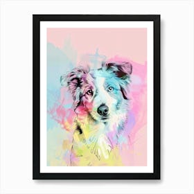 Australian Shepherd Dog Pastel Watercolour Style Art Print