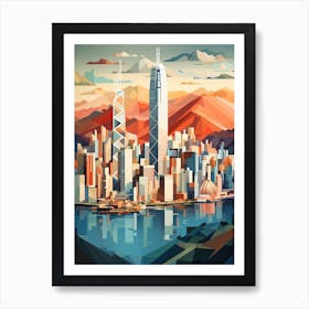 Hong Kong, China, Geometric Illustration 4 Art Print