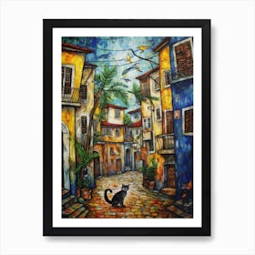 Painting Of Rio De Janeiro With A Cat In The Style Of Renaissance, Da Vinci 4 Art Print