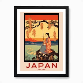 Lake Biwa, Visit Japan Vintage Travel Art 1 Art Print