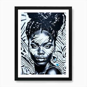 Graffiti Mural Of Beautiful Black Woman 18 Art Print