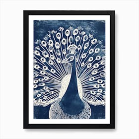 Peacock Feathers Out Linocut Inspired 3 Art Print