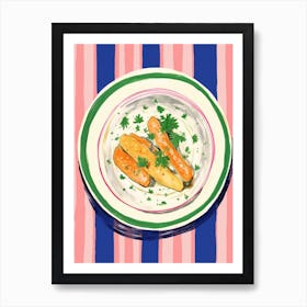 A Plate Of Lasagna, Top View Food Illustration 1 Art Print