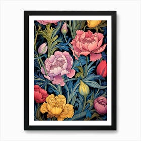 Peonies Wallpaper 2 Art Print