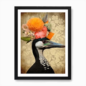 Bird With A Flower Crown Cormorant 2 Art Print