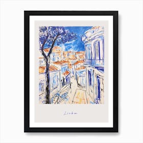 Lisbon Portugal 2 Mediterranean Blue Drawing Poster Art Print