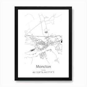 Moncton,Canada Minimalist Map Affiche