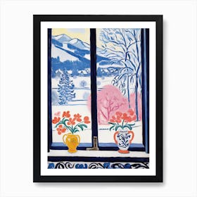 The Windowsill Of Interlaken   Switzerland Snow Inspired By Matisse 3 Art Print