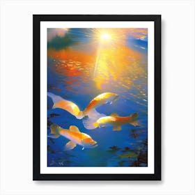 Hirenaga Koi 1, Fish Monet Style Classic Painting Art Print