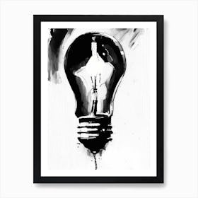 Lightbulb Symbol Black And White Painting Art Print