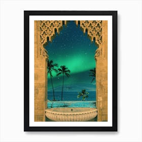 Tropical Starry Night Paradise Art Print