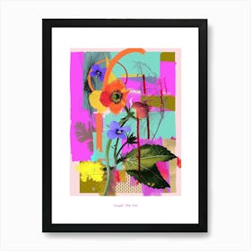 Forget Me Not 5 Neon Flower Collage Poster Art Print