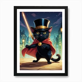 Cat In Top Hat Art Print