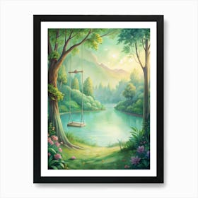 Swing In The Forest Art Print