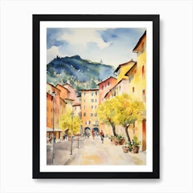 Trento, Italy Watercolour Streets 1 Art Print