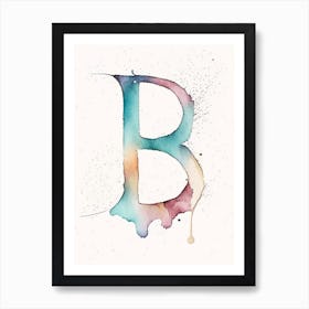 B, Letter, Alphabet Minimalist Watercolour 5 Art Print