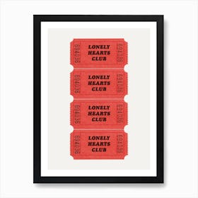 Lonely Hearts Red Art Print