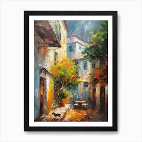 Painting Of A Street In Cape Town With A Cat 2 Impressionism Art Print