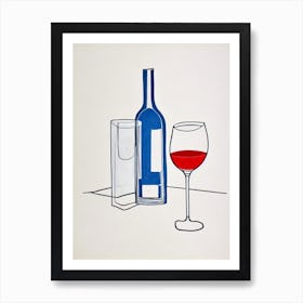 Carignan Rosé Picasso Line Drawing Cocktail Poster Art Print