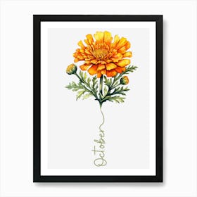 October Birth Flower Birth Month Botanical Art Print