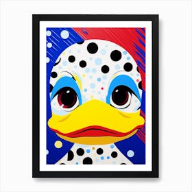 Polka Dot Duckling Vivid Colours Art Print