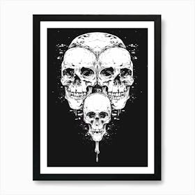 Skulls black and white Art Print