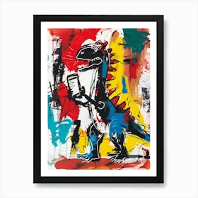 Abstract Graffiti Style Dinosaur On A Smart Phone 2 Art Print