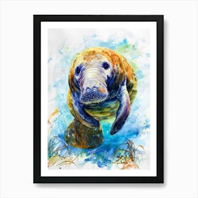 Manatee Colourful Watercolour 4 Poster