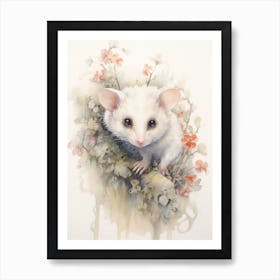 Light Watercolor Painting Of A Curious Possum 3 Art Print