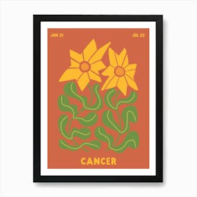 Cancer Print Zodiac Poster Astrology Wall Decor Flower Market Botanical Art Print