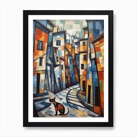 Painting Of Istanbul With A Cat In The Style Of Cubism, Picasso Style 3 Art Print