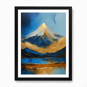 Mountain In Blue And Gold Art Print