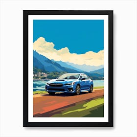 A Subaru Impreza Car In The Lake Como Italy Illustration 1 Art Print